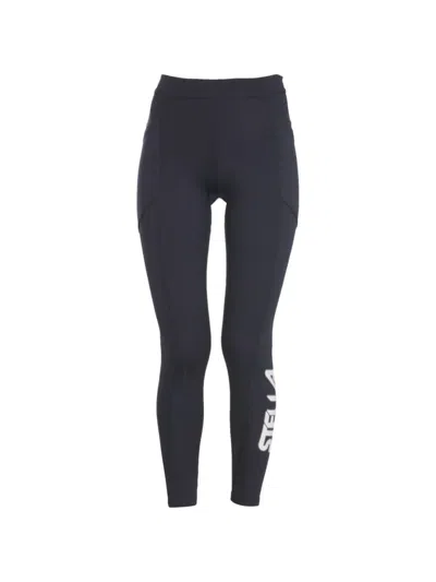 Stella Mccartney Scuba Logo Leggings With Elastic Waist For Women In Blue