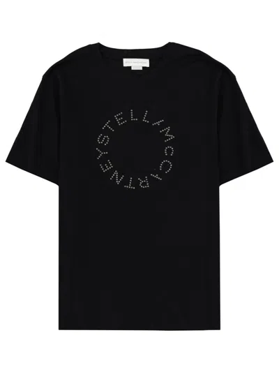 Stella Mccartney Logo-embroidered Boyfriend T-shirt In Black