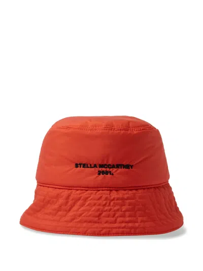 Stella Mccartney Logo-embroidered Bucket Hat In Orange