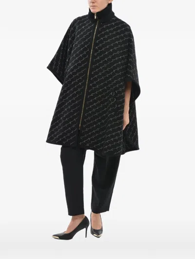 Stella Mccartney Logo-embroidered Zip-up Cape In Black