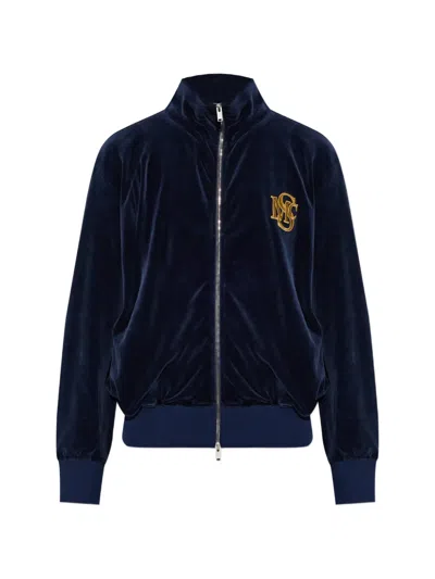 Stella Mccartney Logo-embroidered Zip-up Sweatshirt In Blue