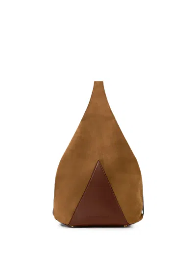 Stella Mccartney Logo-engraved Triangular Shoulder Bag In Brown
