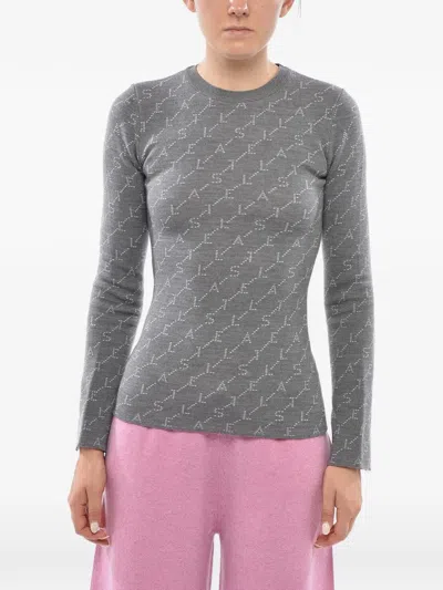 Stella Mccartney Logo-intarsia Sweater In Grey