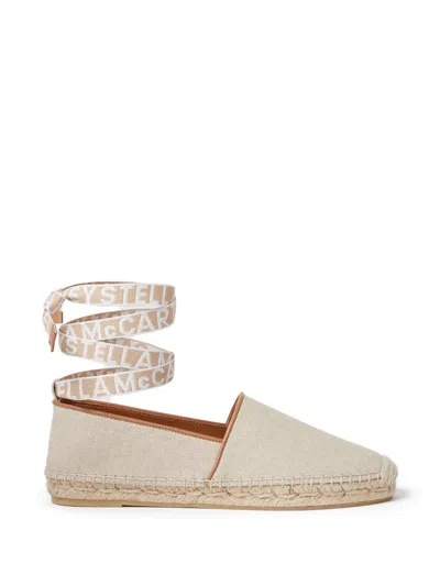 Stella Mccartney Logo-lettering Flat Espadrilles In Neutral