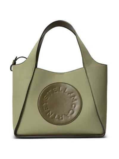Stella Mccartney Logo-patch Canvas Tote Bag In Green