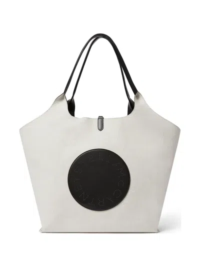 Stella Mccartney Logo-patch Canvas Tote Bag In White