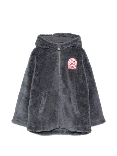 Stella Mccartney Kids' Logo-patch Hooded Coat In Blue