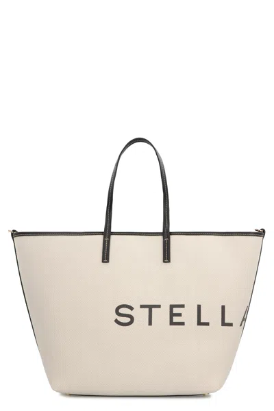Stella Mccartney Logo-print Cotton Tote Bag In Neutral