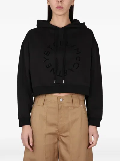 Stella Mccartney Logo-print Cropped Hoodie In Black