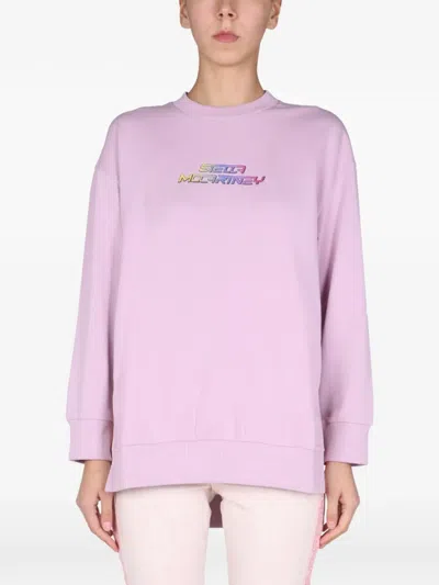 Stella Mccartney Logo-print Side-slit Sweatshirt In Pink