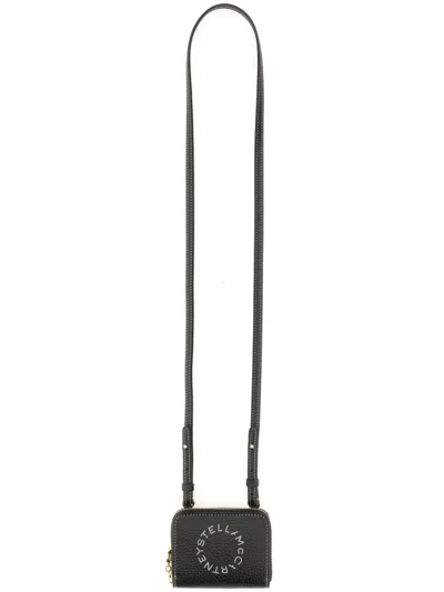 Stella Mccartney Wallet With Shoulder Strap In Black