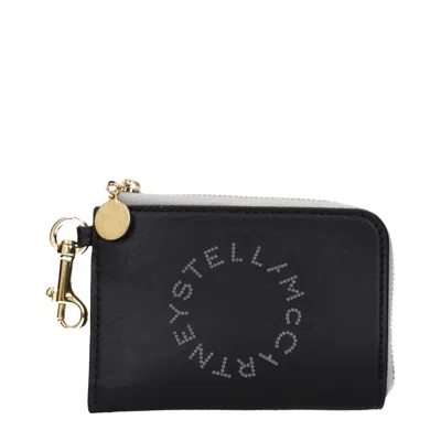 Stella Mccartney Logo-studded Leather Coin Purse In Black