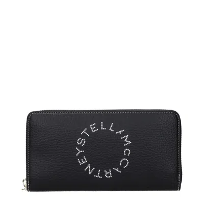 Stella Mccartney Logo-studded Leather Wallet In Black