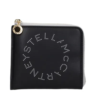 Stella Mccartney Logo-studded Leather Wallet In Black
