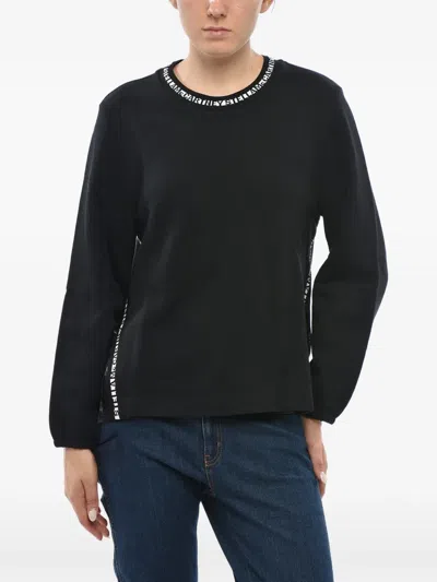 Stella Mccartney Logo-tape Side-slit Sweatshirt In Black