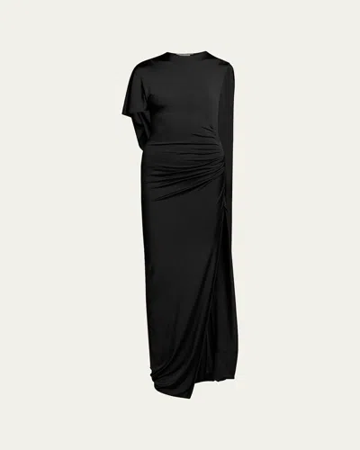 Stella Mccartney Long Asymmetric Gown In Black
