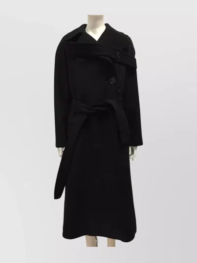 Stella Mccartney Long Coat With Waist Belt And Pockets In Black