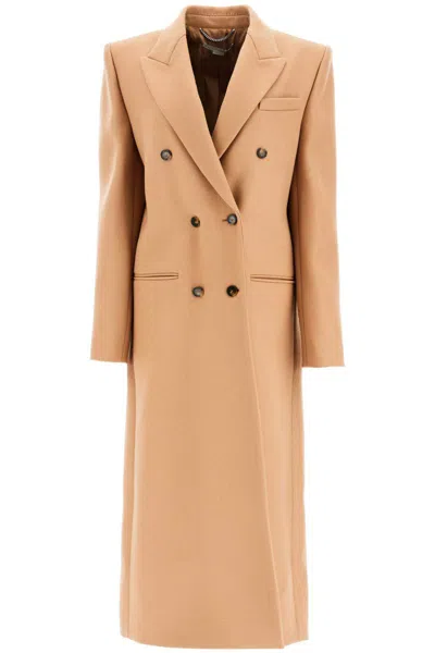 Stella Mccartney Long Double-breasted Coat In Neutrals