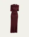 Stella Mccartney Draped Cape Gown Open Back In Dark Cherr