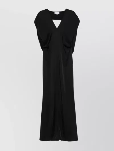 Stella Mccartney Long Dress With Plunge Neckline And Draped Back In Black