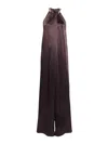 Stella Mccartney Chain Halterneck Satin Midi Dress In Brown