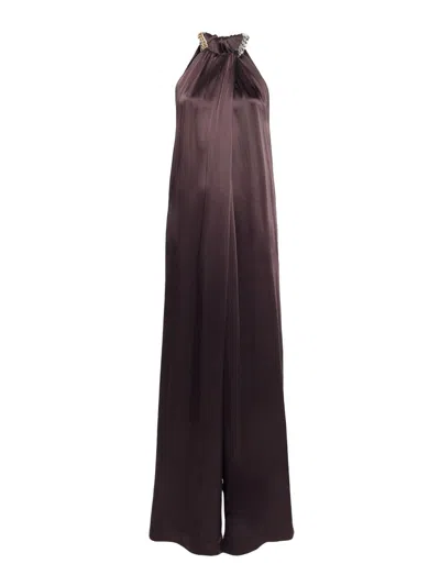 Stella Mccartney Sphere Embellished Jumpsuit Halterneck Wide Leg In Brown