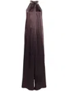 Stella Mccartney Chain Halterneck Satin Midi Dress In Brown
