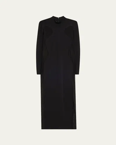 Stella Mccartney Long Knit Miracle Body-con Dress With Mesh Paneling In Black
