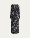 Stella Mccartney Black Dove Print Mesh Long Sleeve Maxi Dress In Black