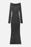 Stella Mccartney Off-the-shoulder Sequined Recycled Knitted Gown In Black