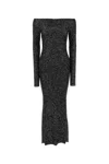 Stella Mccartney Long Off-shoulder Dress With Sequins In Black