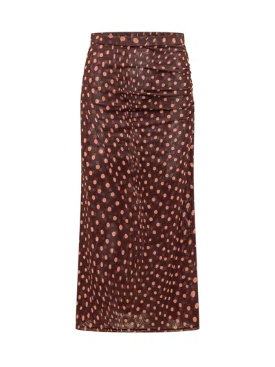 Stella Mccartney Long Skirt With Unique Print In Brown