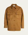 Stella Mccartney Long-sleeve Alter Suede Overshirt In Brown