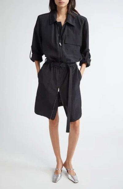 Stella Mccartney Long Sleeve Belted Utility Dress In Black