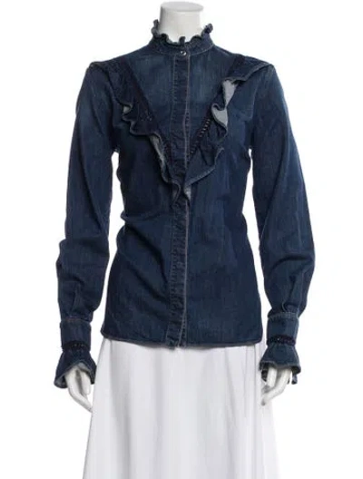 Pre-owned Stella Mccartney Long Sleeve Blouse In Blue