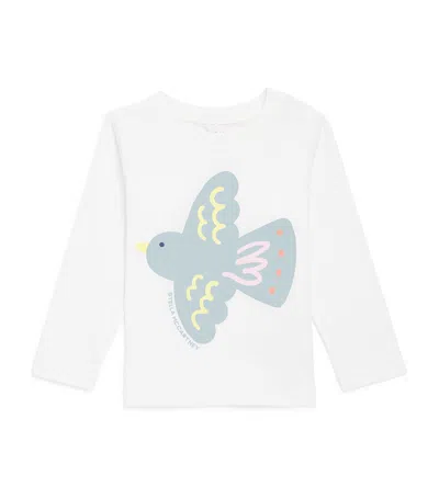 Stella Mccartney Kids' Long-sleeve Blue Bird T-shirt In White