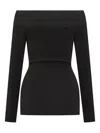 Stella Mccartney Womens Off-shoulder Long-sleeve Compact-knit Top Black In Black