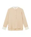 Stella Mccartney Contrast Collar Shirt Long Sleeve Pleat In Pink