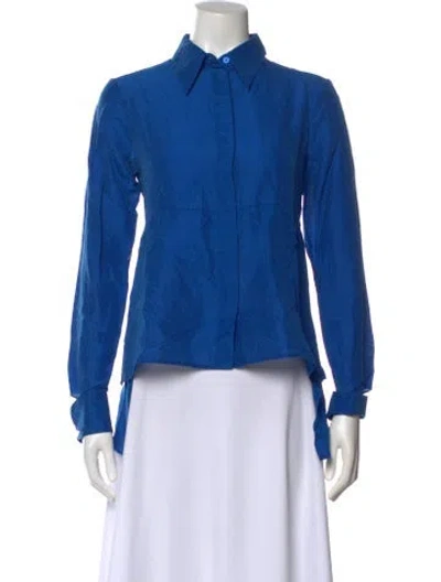 Pre-owned Stella Mccartney Long Sleeve Button-up Top In Blue
