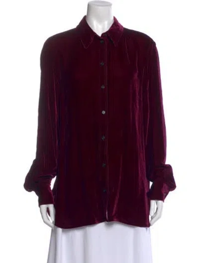 Pre-owned Stella Mccartney Long Sleeve Button-up Top In Burgundy
