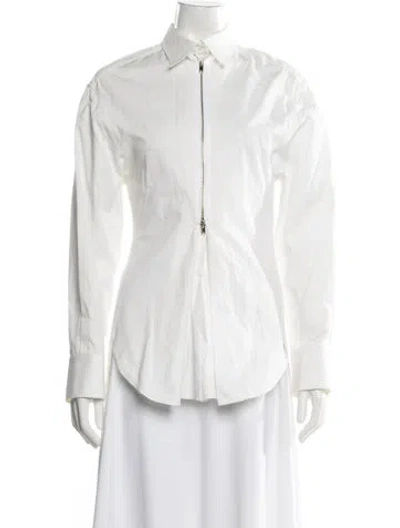 Pre-owned Stella Mccartney Long Sleeve Button-up Top In White