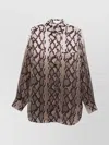 Stella Mccartney Long Sleeve Collared Shirt With Snake Print In Animal Print