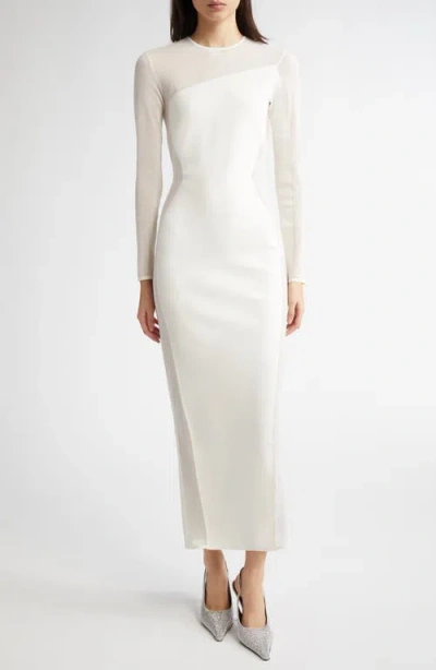 Stella Mccartney Long Sleeve Compact Knit Miracle Dress In Pure White