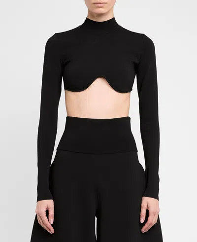 Stella Mccartney Long-sleeve Compact-knit Top In Black