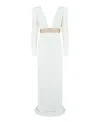 Stella Mccartney Long Sleeve Plunging-neck Gown In White