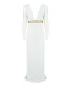 Stella Mccartney Long Sleeve Plunging-neck Gown In White
