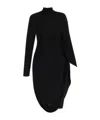 Stella Mccartney Black Asymmetric Midi Dress With High Neck And One Cape Sleeve