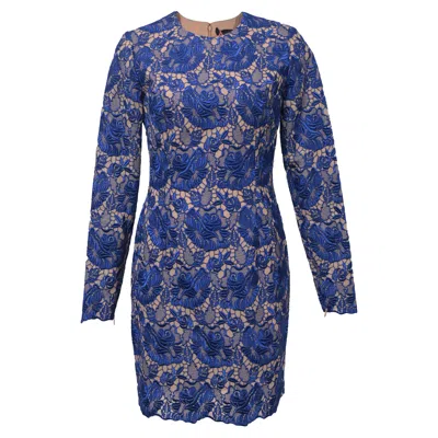 Stella Mccartney Long Sleeve Dress In Blue Celia Lace
