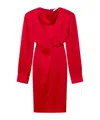 Stella Mccartney Midi Dress With Ring Neckline And Long Sleeves In Red