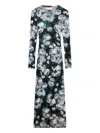 Stella Mccartney Floral Long-sleeve Mesh Midi Dress In Black